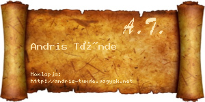 Andris Tünde névjegykártya